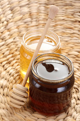 two jars of sweet honey - nutrition concept