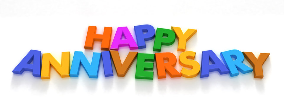 Happy Anniversary in capital letter magnets 