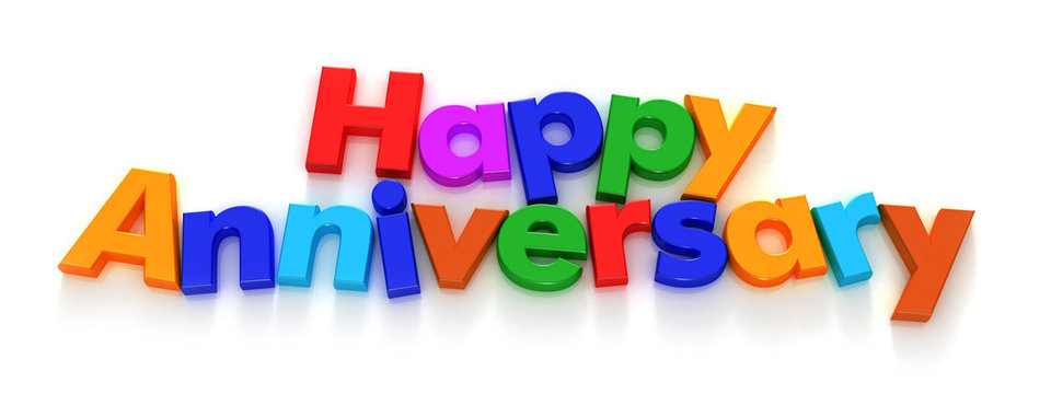 Happy Anniversary in colourful letter magnets 
