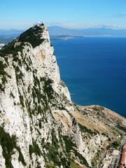 white rock of gibraltar and coastline