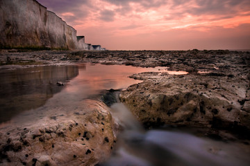 falaise rocher mer reflet soleil marée somme