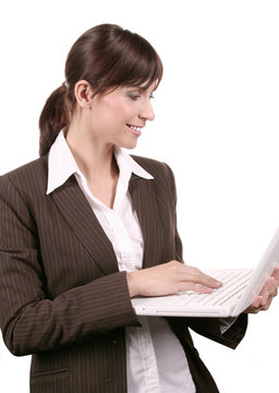 Gesch&auml;ftsfrau mit Laptop Notebook