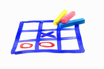 tic tac toe and piece of chalk