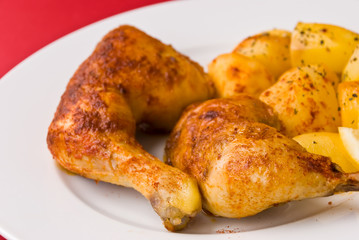 gebratene hähnchen-schenkel mit bratkartoffeln 4
