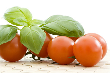 Vine ripened tomatoes with fresh basil