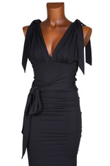 Black female dress on a white background