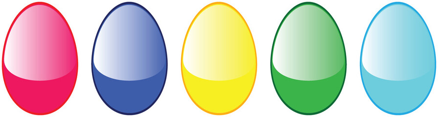 5 Easter Egg Glossy Button Icons JPEG Raster Illustrations