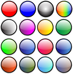 Glossy Sticky Seals Button Icons 2