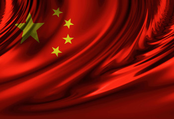 Chinese flag waving in the wind