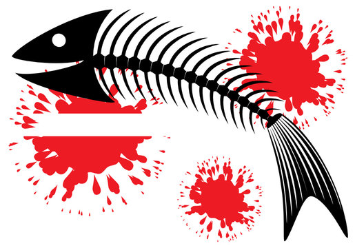 Skeleton of fish. Fun. Vector illustration.