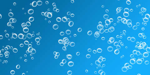 Air bubbles in light blue water