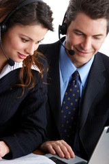 business people working with laptop. Over white background.