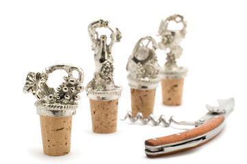 object on white: tools - corkscrew and stopper