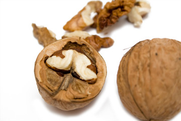 walnut on the white isolated background