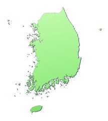 South Korea map filled with light green gradient