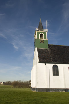 little white church in landscape