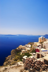 Fototapeta na wymiar Beautiful landscape view (Santorini Island, Greece)