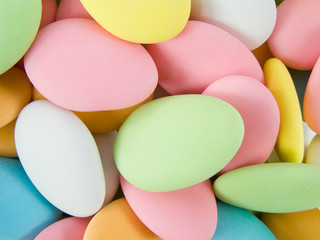 Sugar covered almonds. Traditional Easter sweet.