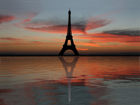 Eiffel Tower Paris at sunset