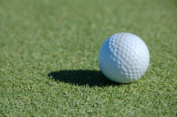 Golf ball close up on the green