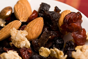 macro shot of a healthy trail mixture
