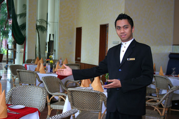 restaurant staff with welcome style