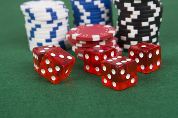 Casino Poker Chips mit WŸrfel