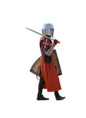 Medieval Knight walking.Isolated