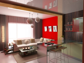 the modern interior (3D rendering)