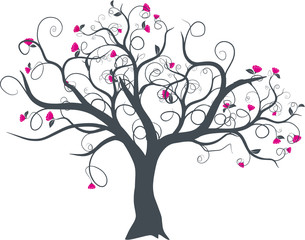 Obraz na płótnie Canvas series vector - wektor drzewa kwitnące wiosną rysunek