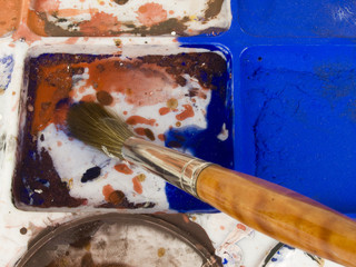 Palette mit Aquarellfarbe