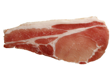 raw slice of bacon on white background with  clipping path