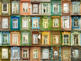 32 multicolored tradition windows from russian town Murom.