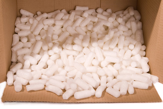 Open Cardboard box with packing foam