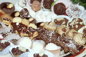 various christmas candy on plate