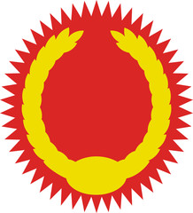 Lorbeerkranz in gelb mit rotem Stern