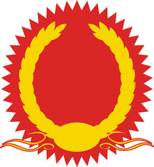Lorbeerkranz in gelb mit rotem Stern und Schleife