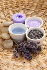 aromatic lavender bath - bath salt bath gel and lavender flowers