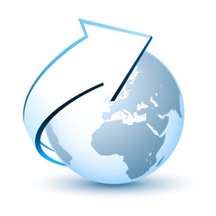 Planète terre avec flèche