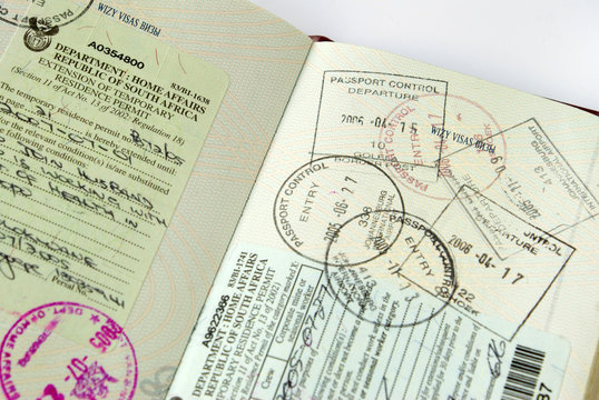 Passport with south-african visas