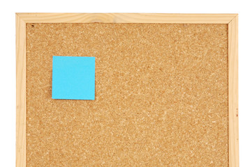 Cork noticeboard with a color note a over white background