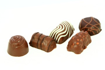 Chocolates on white background