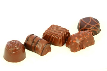 Chocolates on white background