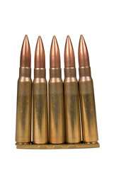 Machine bullets isolated over a white background