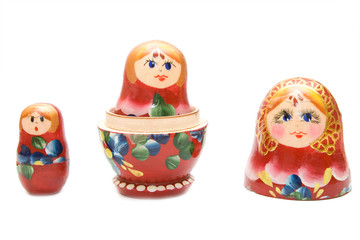 russian three matreshka on the isolated background
