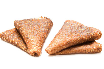 russian pancake on the white isolated background
