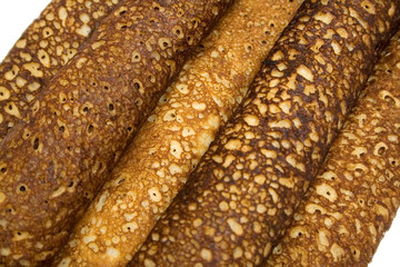 russian pancake on the white isolated background