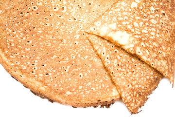 russian pancake on the white isolated background