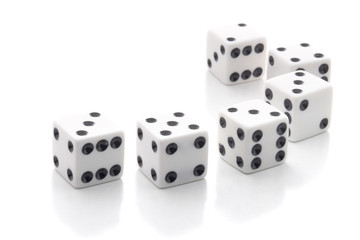 White dices isolated over white