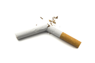 Broken cigarette isolated. Stop smoking concept.